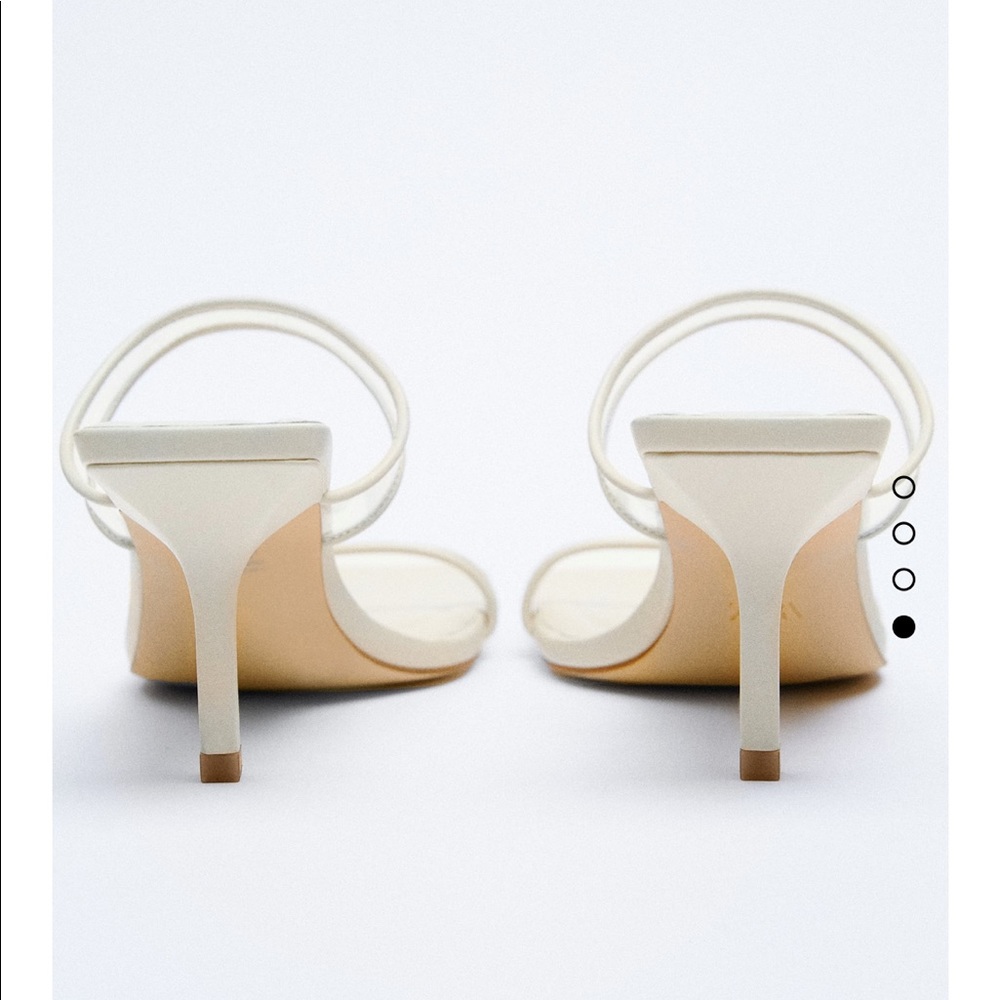 Zara vinyl strappy kitten heels in off white - Picture 2 of 10